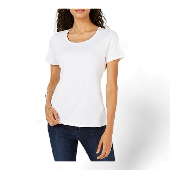 Karen Scott Tops - Short Sleeve Scoop  Neck Top